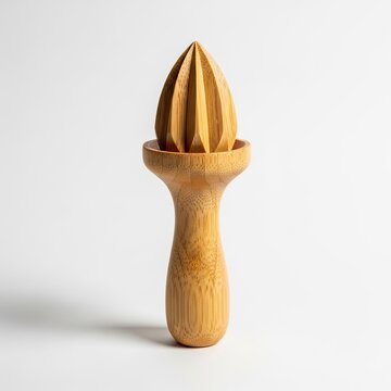 Manual Bamboo Citrus Juicer Reamer for Fresh Fruit Juice Preparation.