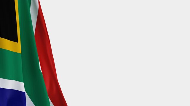 South Africa Flag on Left Side, Waving National Symbol with Copy Space