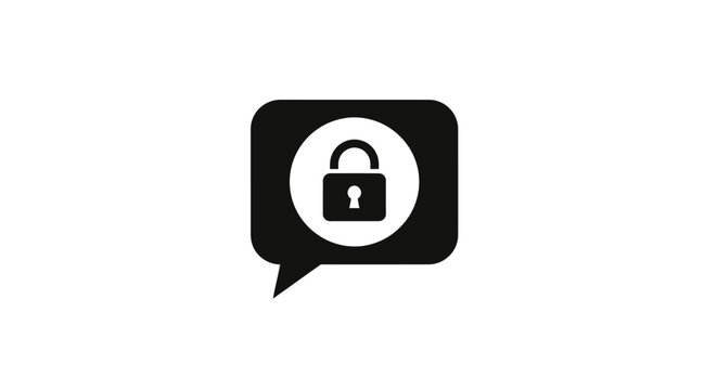 Padlock Icon in Speech Bubble.