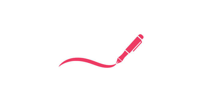 Pink lipstick with wavy ribbon.