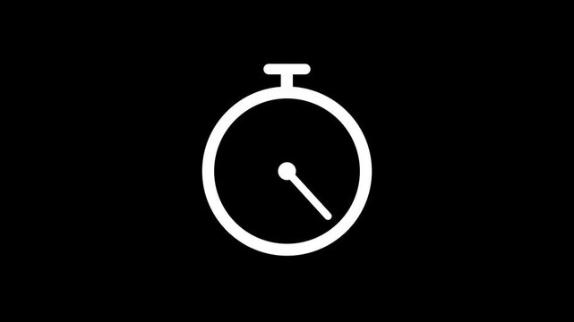 Minimal Stopwatch Outline Animation with White Timer Icon on Black Background Showing Time Measurement and Countdown Concept Design