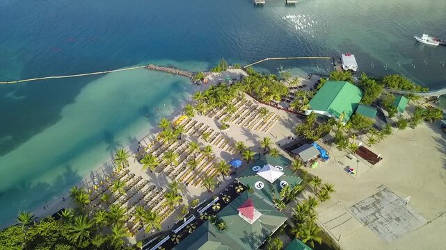 Honduras  beach in the morning drone viev