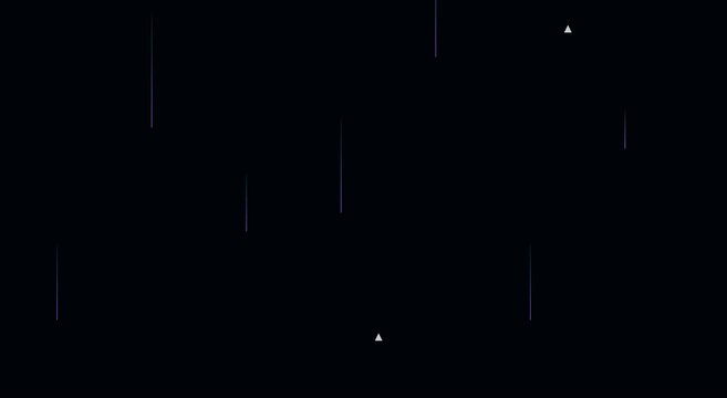 Abstract digital rain animation background, with floating geometric, triangle particles