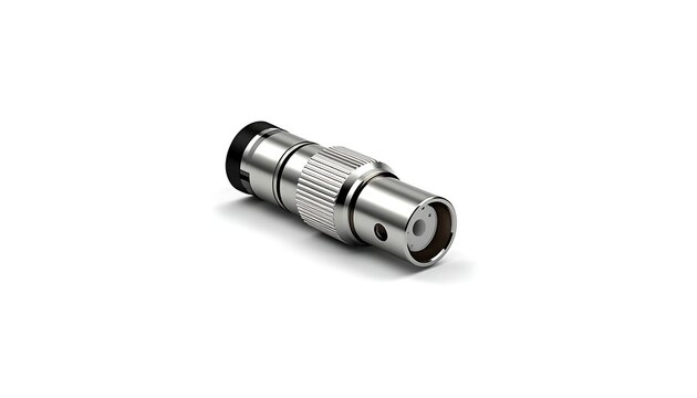 Professional metal bnc connector for coaxial cable isolated on white background
