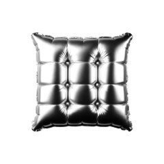 Fototapeta premium Luxury tufted pillow illustration in monochrome halftone style isolated on light background. Decorative cushion with retro engraving texture.