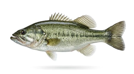 Fototapeta premium Large Mouth Bass Fish Isolated on White Background.