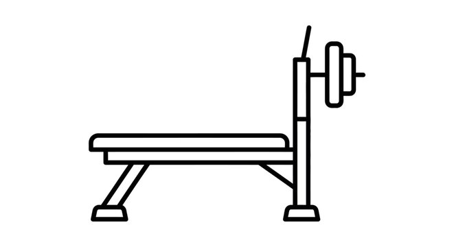 Gym bench press, weight bench icon, fitness equipment, workout machine, exercise gear