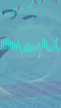 Vertical video: Waveform appearing leading dashboard elements pulsing, charts rising, showing trend
