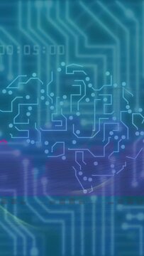 Vertical video: Timer appearing, brain circuit fading in, graphs drawing across showing data trends