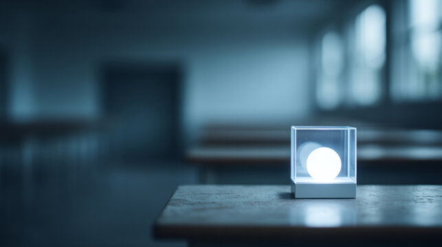 Glowing orb inside transparent cube