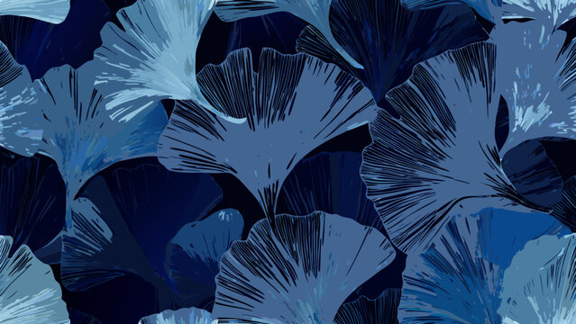 abstract overlapping fan pattern in shades of blue a seamless decorative background
