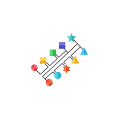Fototapeta premium Abstract geometric timeline infographic with colorful connected shapes