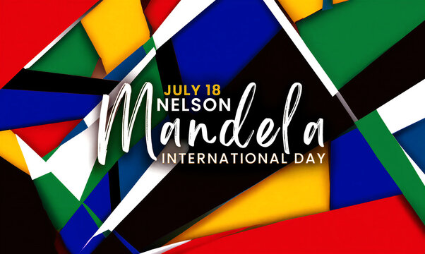 Colorful abstract geometric design celebrating nelson mandela international day with vibrant flag elements