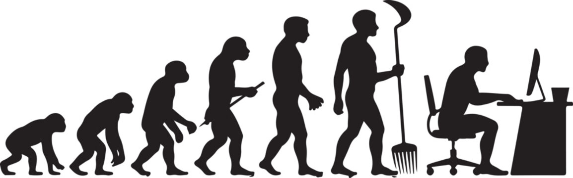 Evolution of man from primitive to modern worker