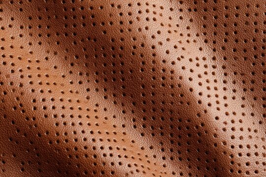 Close-up Macro Shot of Perforated Leather Texture with Subtle Shadows.