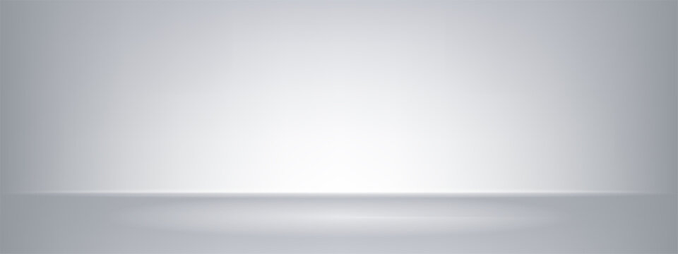White empty floor background with limbo studio texture. Gay gradient ground to display pedestal on concrete mesh interior scene ppt layout. Original beautifull footer or header with soft shadow
