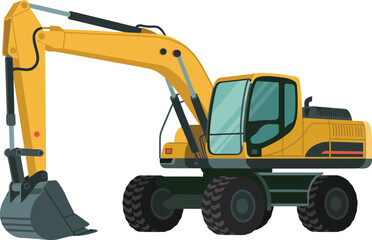 Realistic telehandler vector artwork, construction vehicle with lifting boom used in material handling, industrial building sites, and heavy equipment operations. © Neal Bailey