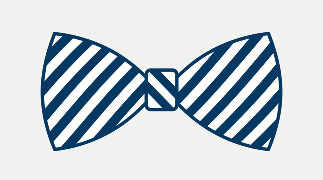 Blue and White Striped Bow Tie for Formal Mens Fashion