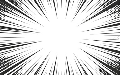 Naklejka premium Comic book explosion background, black and white burst, pop art style template, graphic design element