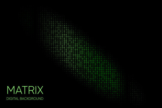 Green binary code matrix digital background with diagonal stream