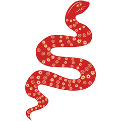 Obraz premium Chinese Red Snake in Oriental Style. Year of the Snake.