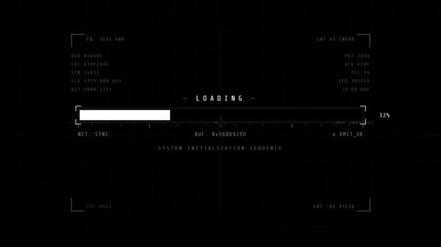 Cyberpunk Glitch Loading Bar Animation, Futuristic Upload Progress Screen with Digital Distortion Effect, HUD Interface Loading Indicator, Tech Data Transfer Visual, 4K Motion Graphics