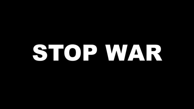 Stop War Pop-Up Text Animation, Glitch Splash Screen with Peace Message, Emergency Protest Call for Peace, Distorted Alert Style Typography, Social Awareness Motion Graphic 4K 