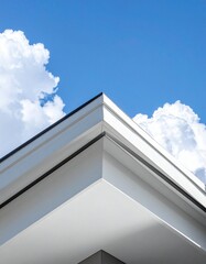 Fototapeta premium Minimalist architectural photography of a modern house roof corner viewed from below.