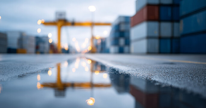 Shipping containers and crane at port