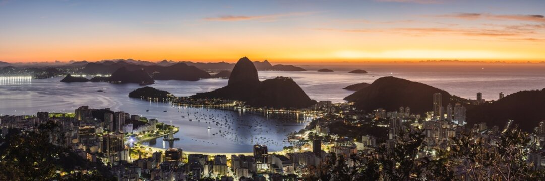 Botafogo bay panoramic at dawn, Rio de Janeiro, Brazil