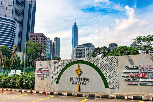 Morning view of highest tower KL PNB Merdeka 118 in Kuala Lumpur. Reflection at glass surface. Capital city commercial centre. Malaysia. September 18 2025. This was on a hot day during wet season.