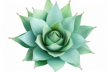 Obraz premium Succulent agave plant forming a beautiful geometric rosette pattern on white background