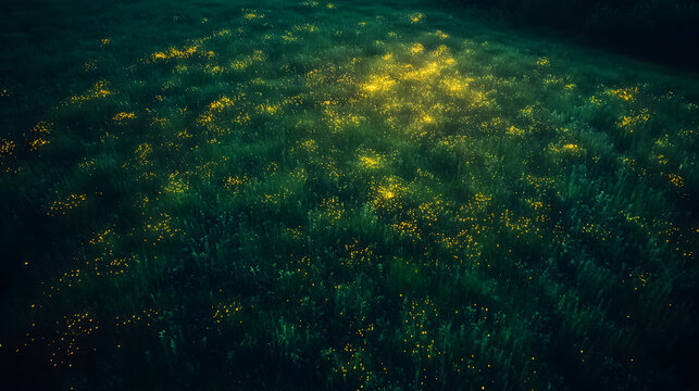 Shot Of Summer Lightning Bug Field At