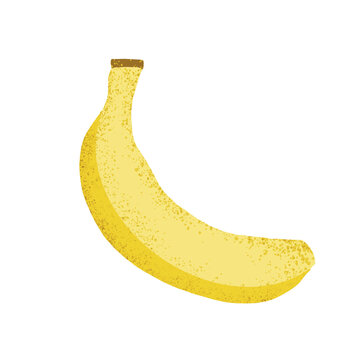 Banana with Grain Texture  Retro Illustrated Tropical Fruit Art on Beige Background