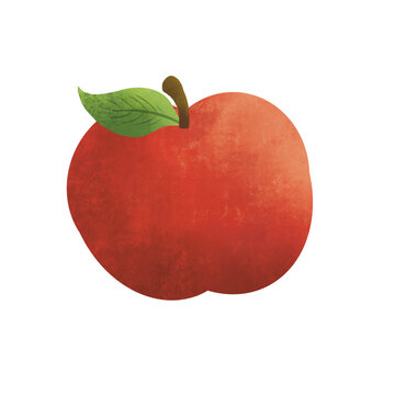 Red Apple with Grain Texture Vintage Illustrated Fruit Art in Retro Style on Warm Background