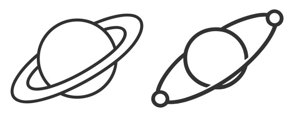 Planet and orbit outline vector icon set with celestial cosmic space symbols on transparent background © Ярослав Дацко
