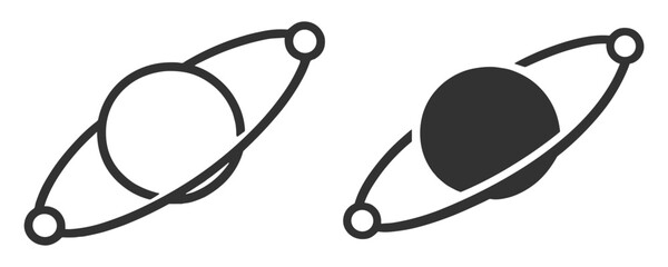 Planet orbit vector icon set with outline and silhouette celestial cosmic symbols on transparent background © Ярослав Дацко