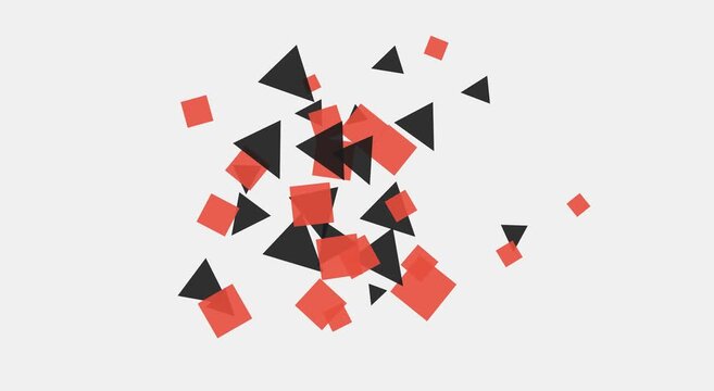 Abstract red squares and animation black triangles motion background animation