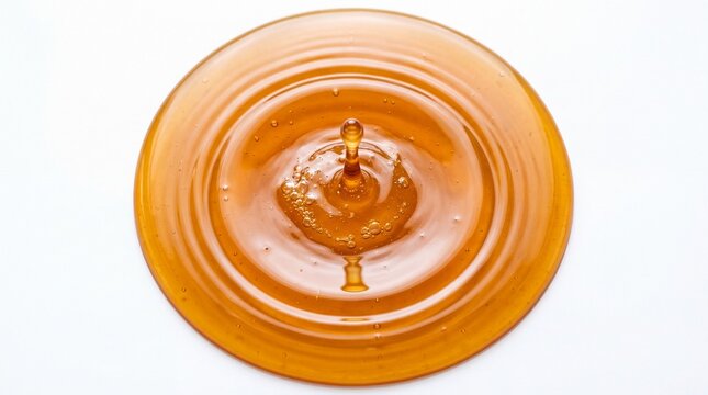 Golden maple syrup drop with a maple leaf shape