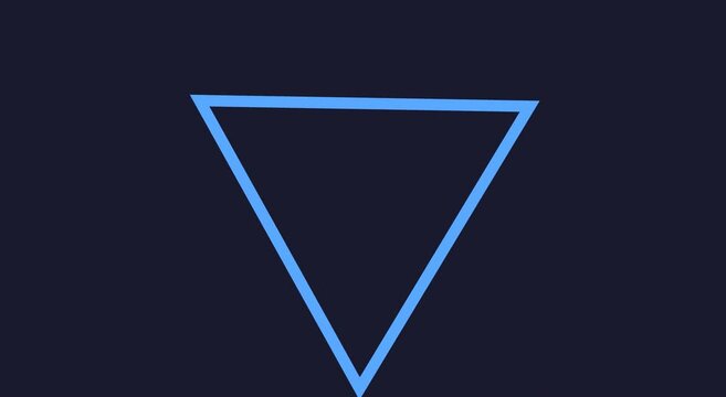 Animated neon triangle shape pulsing and rotating on dark animation background