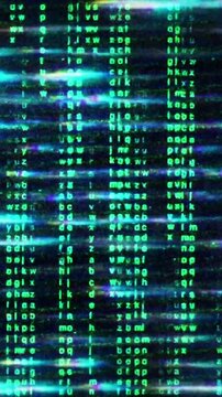 Noise Flickering, Retro Computer, Code on Screen, Cybersecurity.
