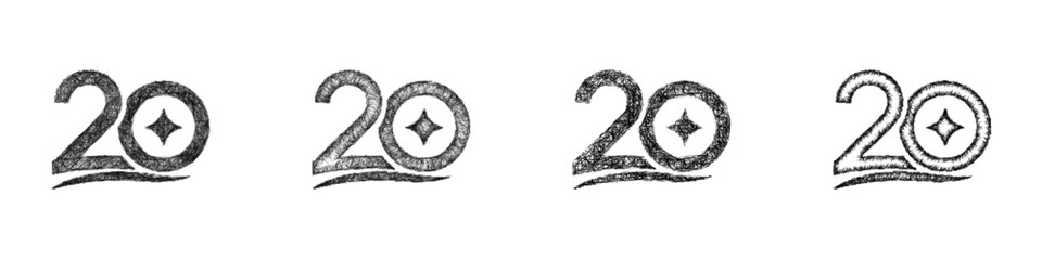 Fototapeta premium Sketch number 20 logo design set