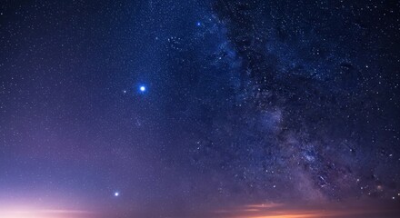 Fototapeta premium Vast Starry Night Sky with Galaxy and Distant Planets