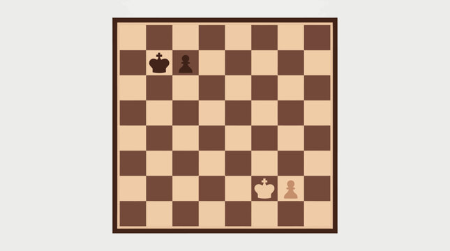 Minimalist pixel art chessboard with kings and pawns endgame