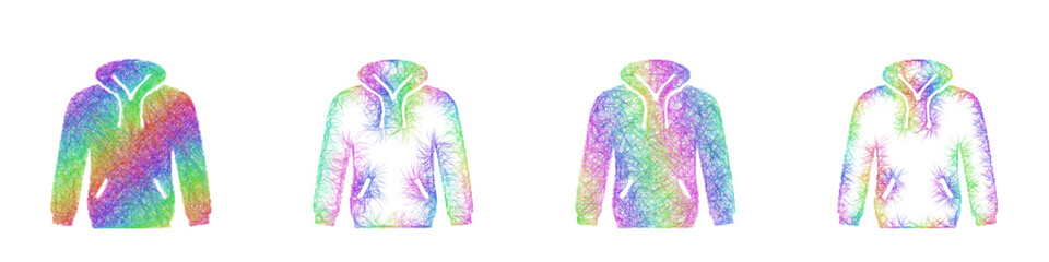 Obraz premium Multicolored sketch hoodie icon design set