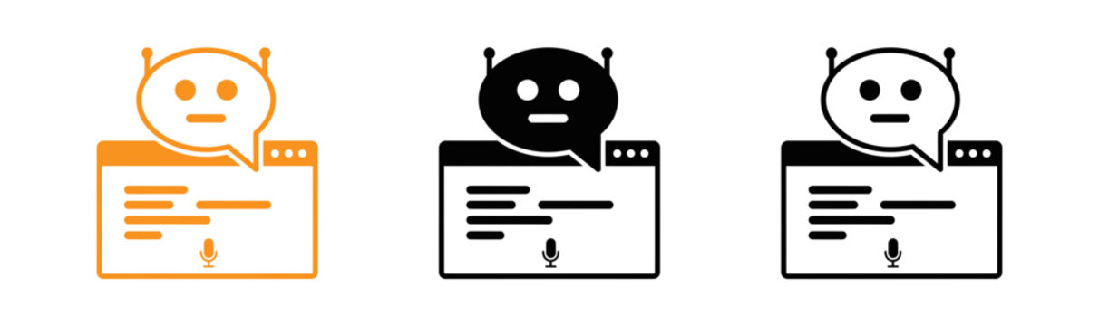 Ai chatbot interface icons with speech bubbles and microphone symbols for voice interaction