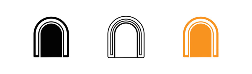 Fototapeta premium Archway icons in black white and orange on a white background