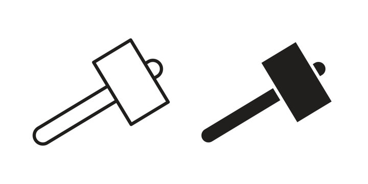 Wooden mallet icon collection. Vector icon illustrated