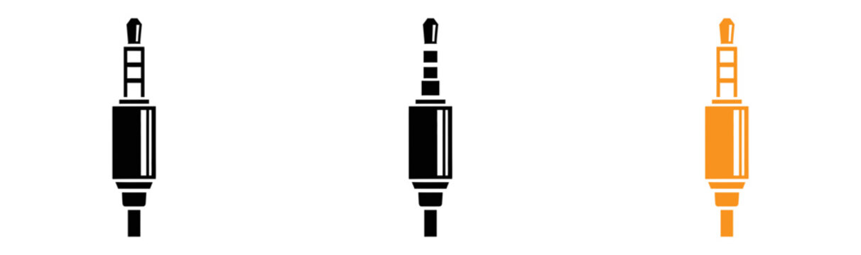Audio jack connectors illustration 3 5mm trs plugs in black and orange vector graphics