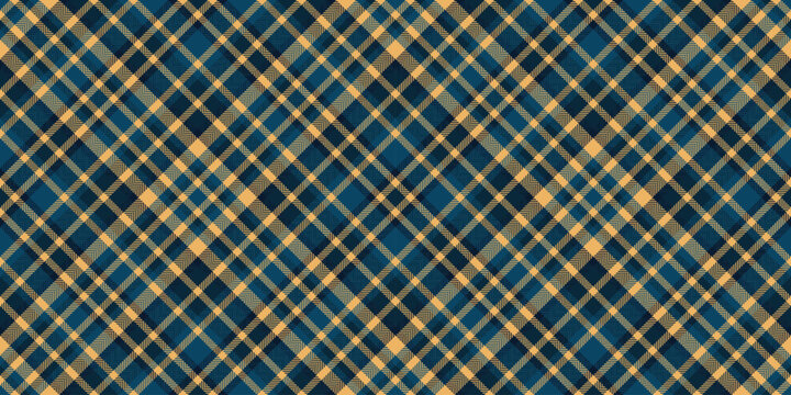 Path textile check texture, carnival background seamless tartan. Subtle fabric vector plaid pattern in dark and orange colors.